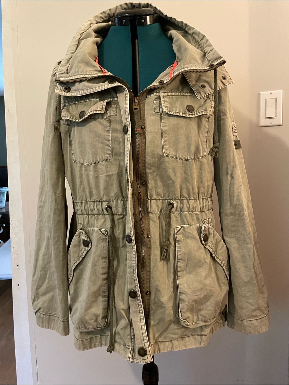 Garage Olive Green Hooded Utility Jacket